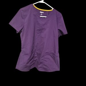Scrubstar Purple and Orange Trim Scrub Top‎